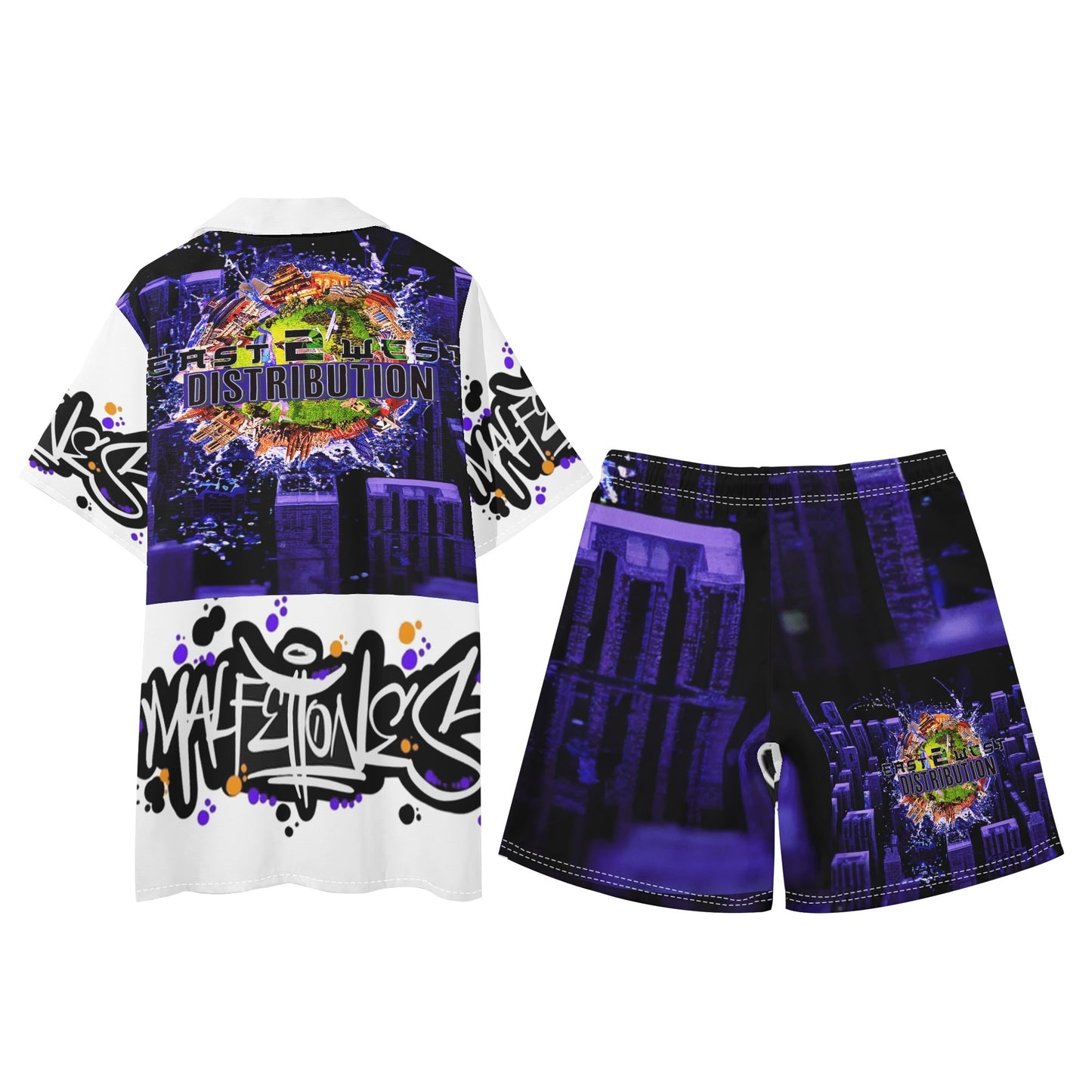 Malfettones Hawaiian Short Sleeve Shirt and Shorts Set