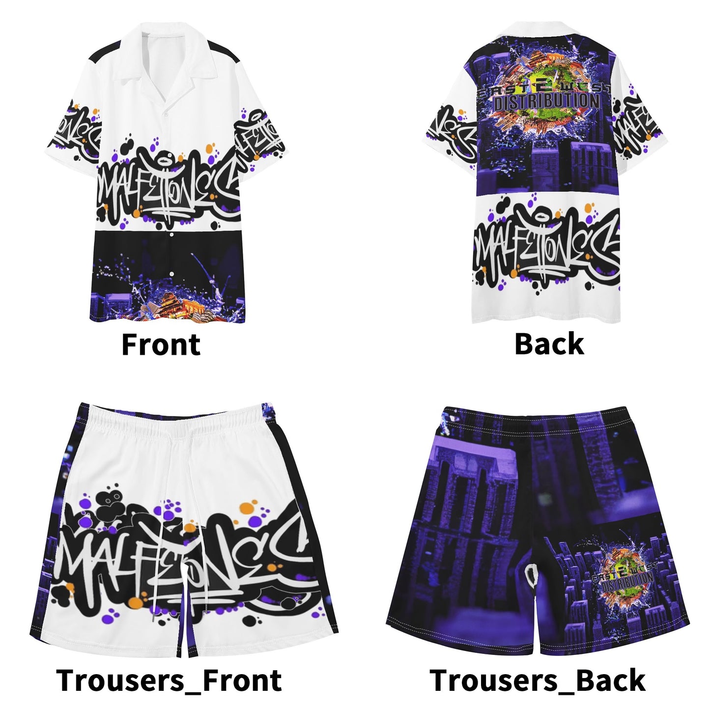 Malfettones Hawaiian Short Sleeve Shirt and Shorts Set