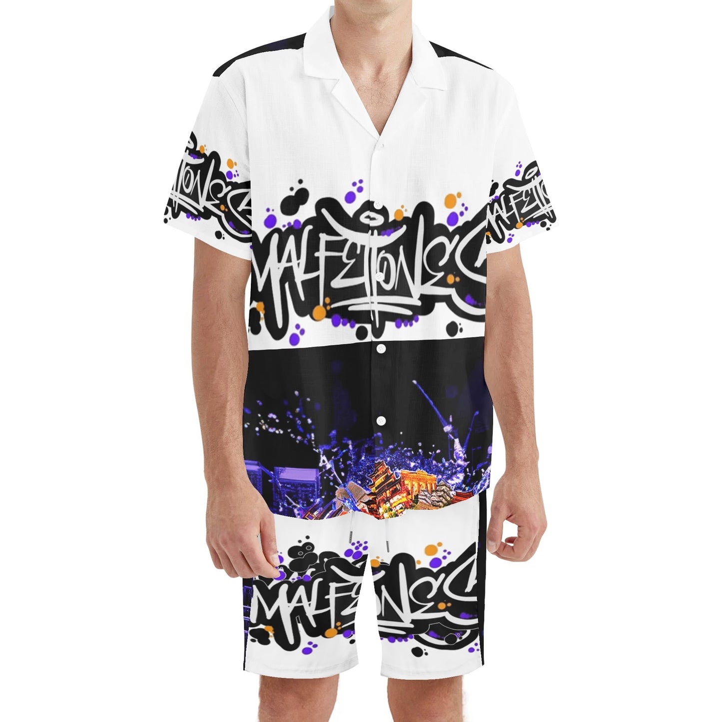 Malfettones Hawaiian Short Sleeve Shirt and Shorts Set