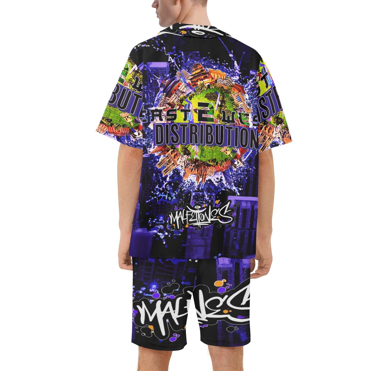 Malfettones Hawaiian Short Sleeve Shirt and Shorts Set