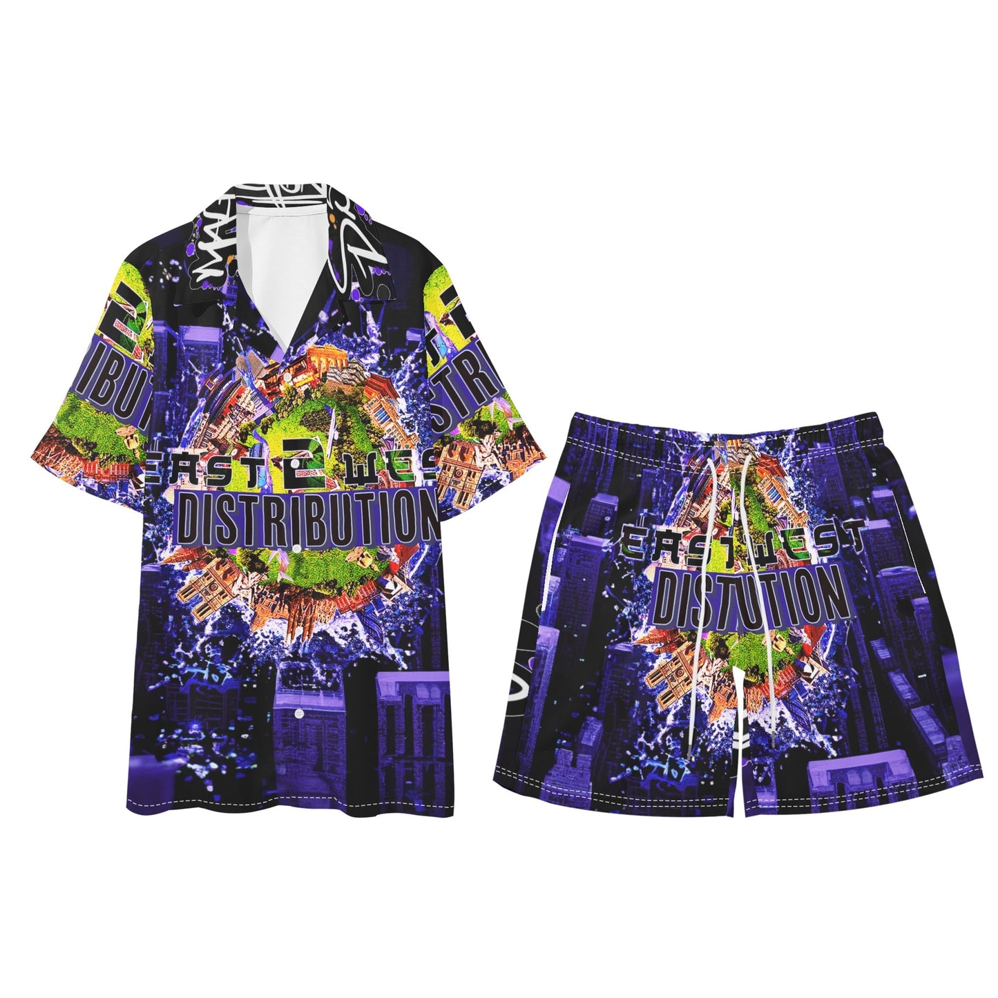 Malfettones Hawaiian Short Sleeve Shirt and Shorts Set